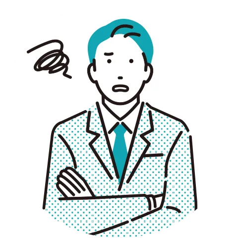困った表情のスーツ男性のイラスト