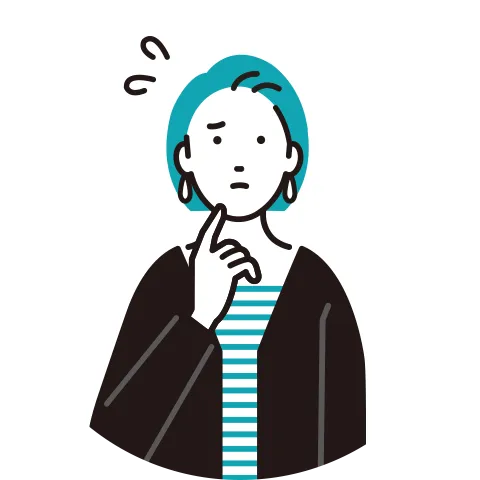 悩んだ表情の女性のイラスト