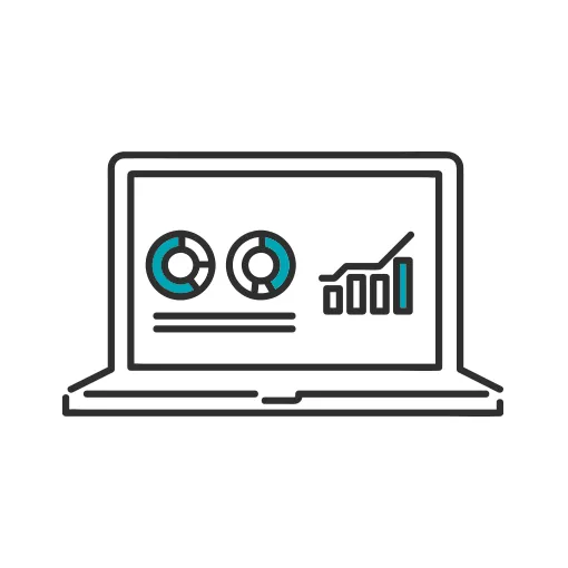 パソコンにグラフが表示されたイラスト