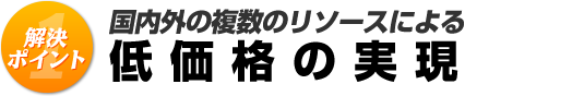 国内外の複数のリソースによる低価格の実現
